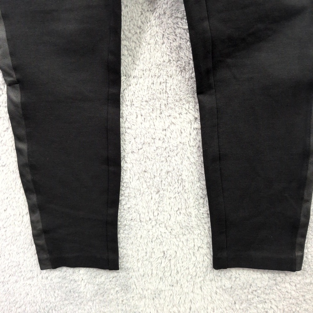 J. Crew Women's Black Size 14 Mid Rise Crop Leggings Pants Leather Trim Back Zip - Picture 2 of 16